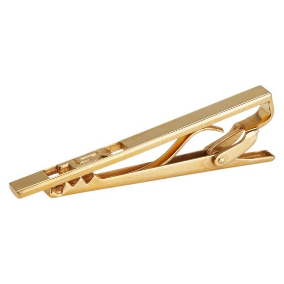 Yves Saint Laurent Saint Laurent YSL logo tie clip, gold plated, for men. - Picture 1 of 4
